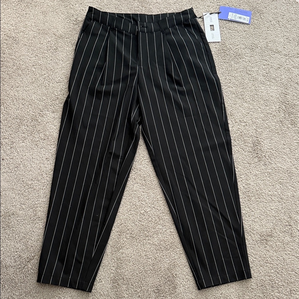Elegant Black Striped Women's Trousers